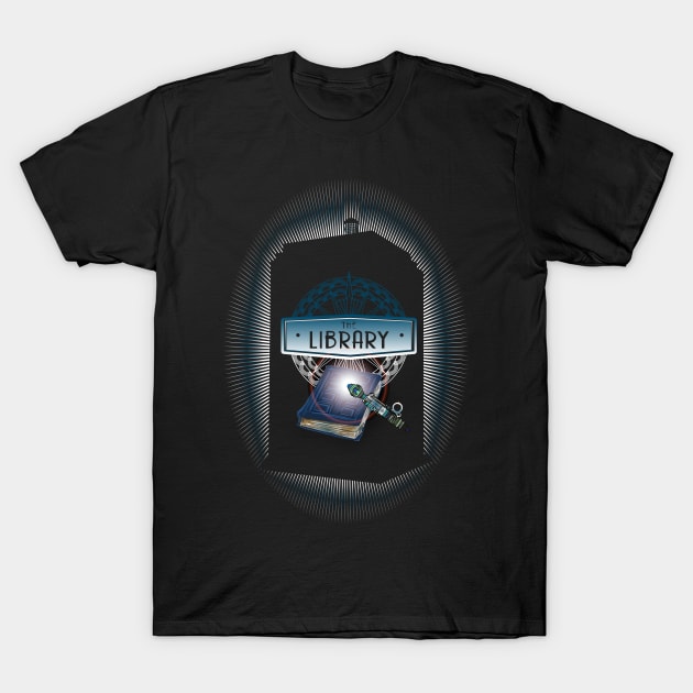 THE LIBRARY ON BLUE T-Shirt by KARMADESIGNER T-SHIRT SHOP